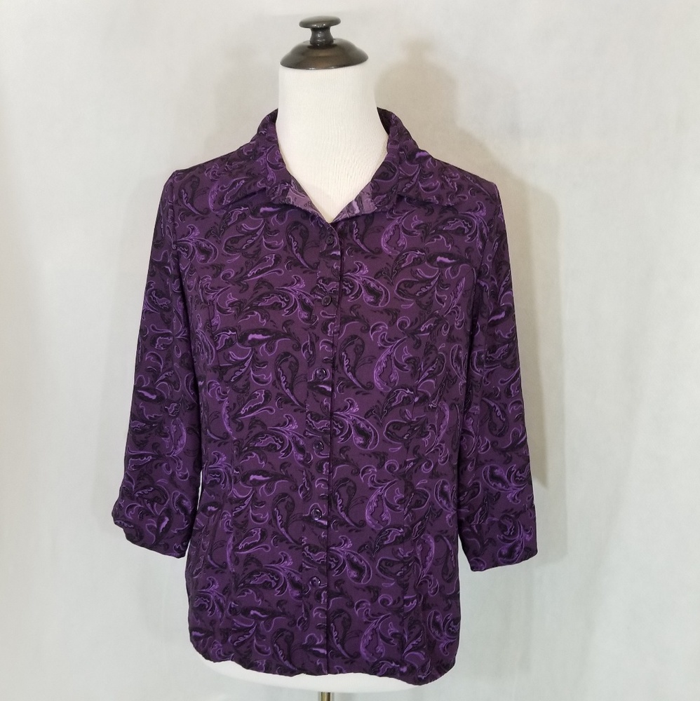 Laura Scott Petites Purple Blouse Medium